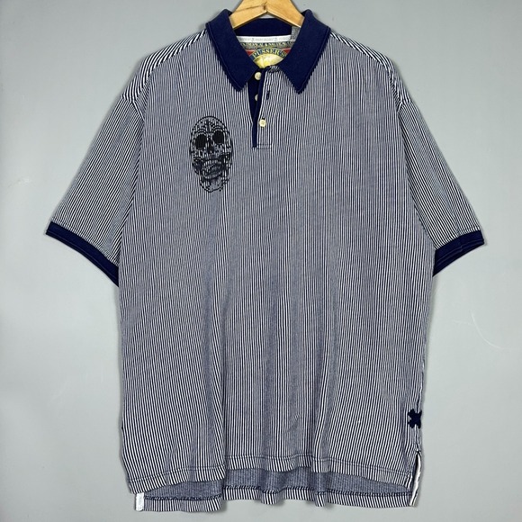 Pussers Other - Pussers Striped Vintage Polo Shirt Mens Size Large Skull Goth Y2K Oversize